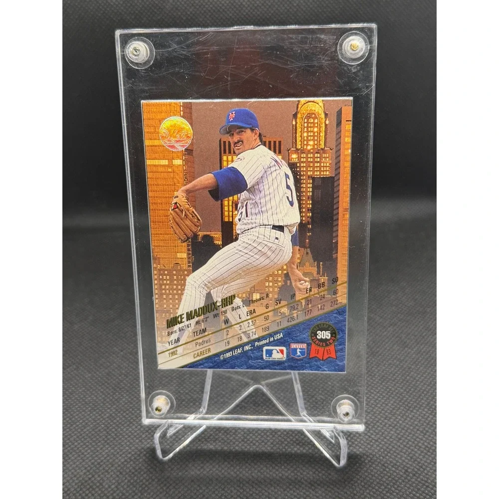 1993 Leaf Series 2 Mike Maddux New York Mets Signed Autograph Card 305 Blue Ink
